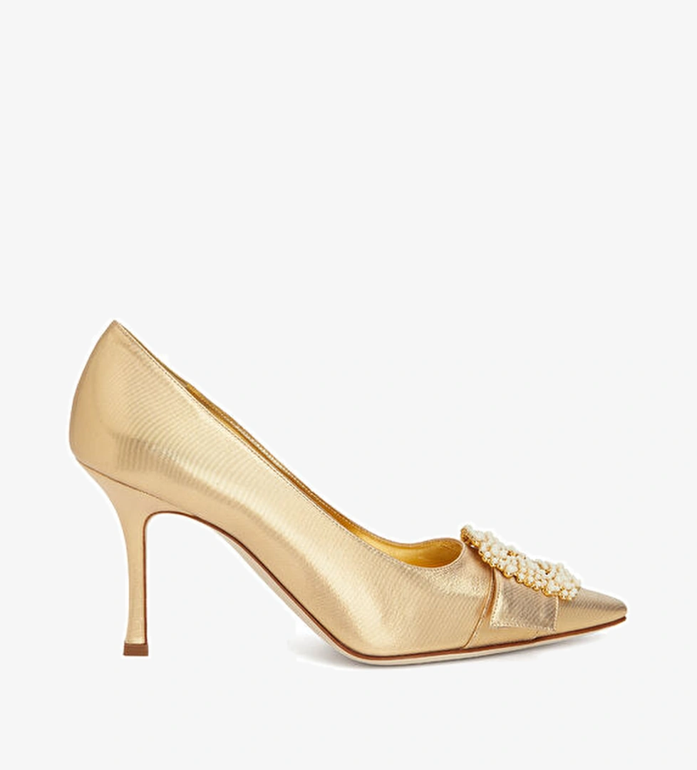 Manolo Blahnik Gold Stiletto model görseli