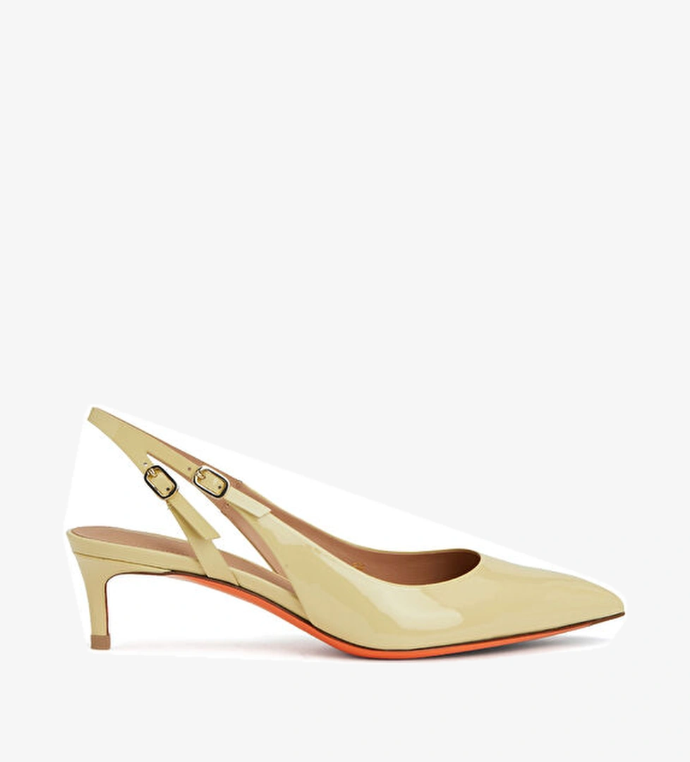 Sarı Deri Topuklu Ayakkabı - Görsel 1