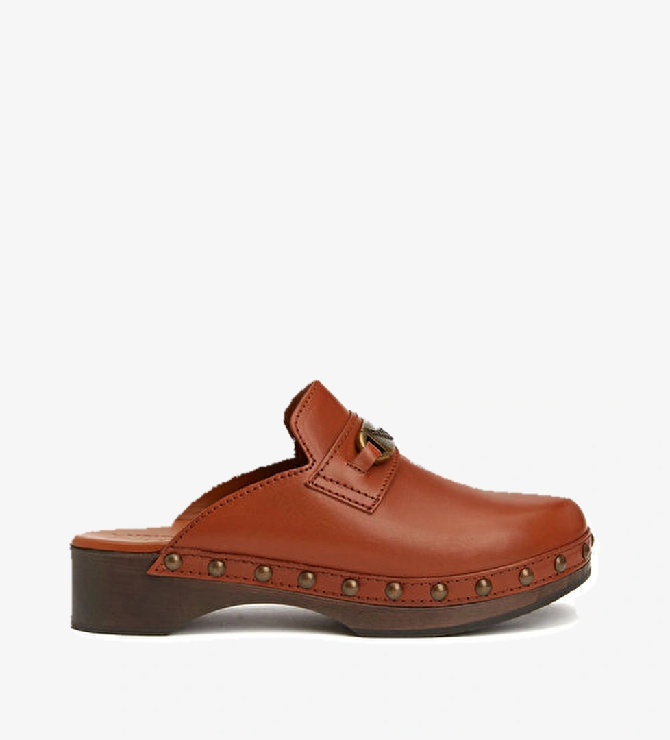 Azora Kahverengi Kadın Deri Terlik - Görsel 1