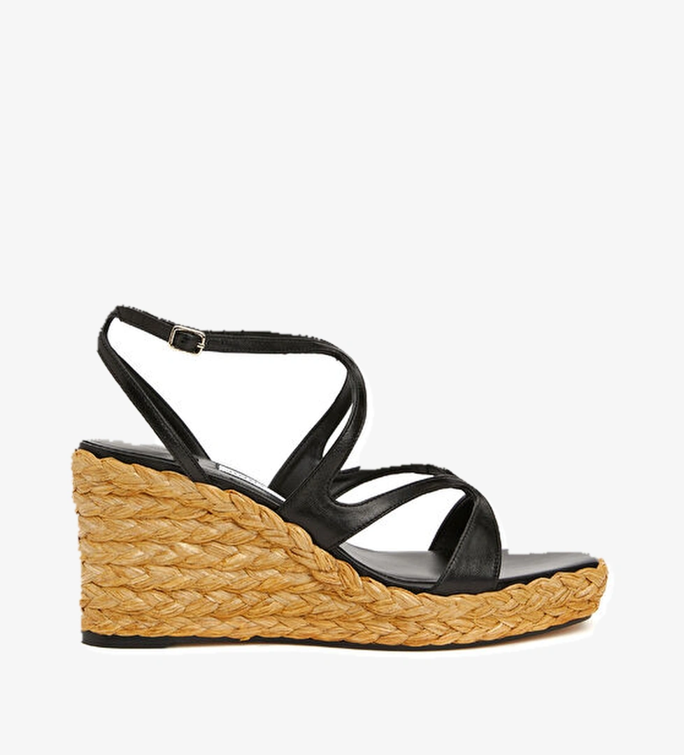 Ayla Siyah Kadın Deri Espadril - Görsel 1