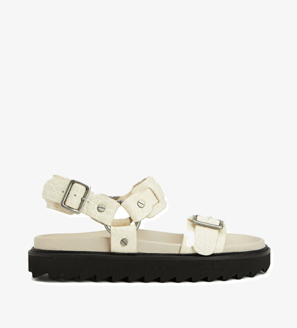 Acne Studios Bej Logo Detaylı Kadın Deri Sandalet model görseli