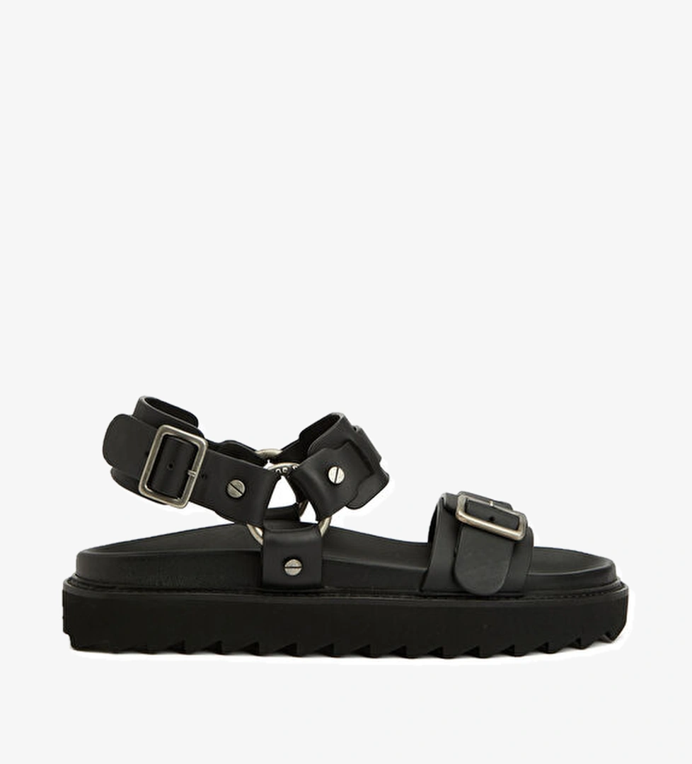 Acne Studios Siyah Logo Detaylı Kadın Deri Sandalet model görseli