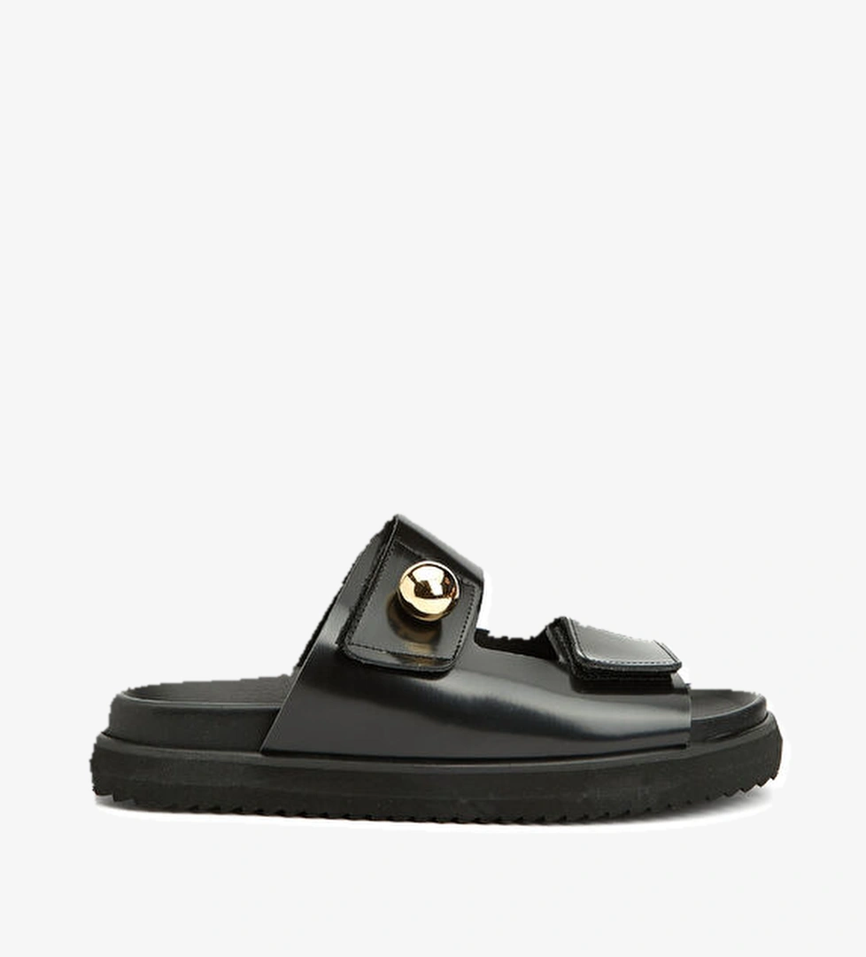 Red Siyah Kadın Deri Terlik - Görsel 1