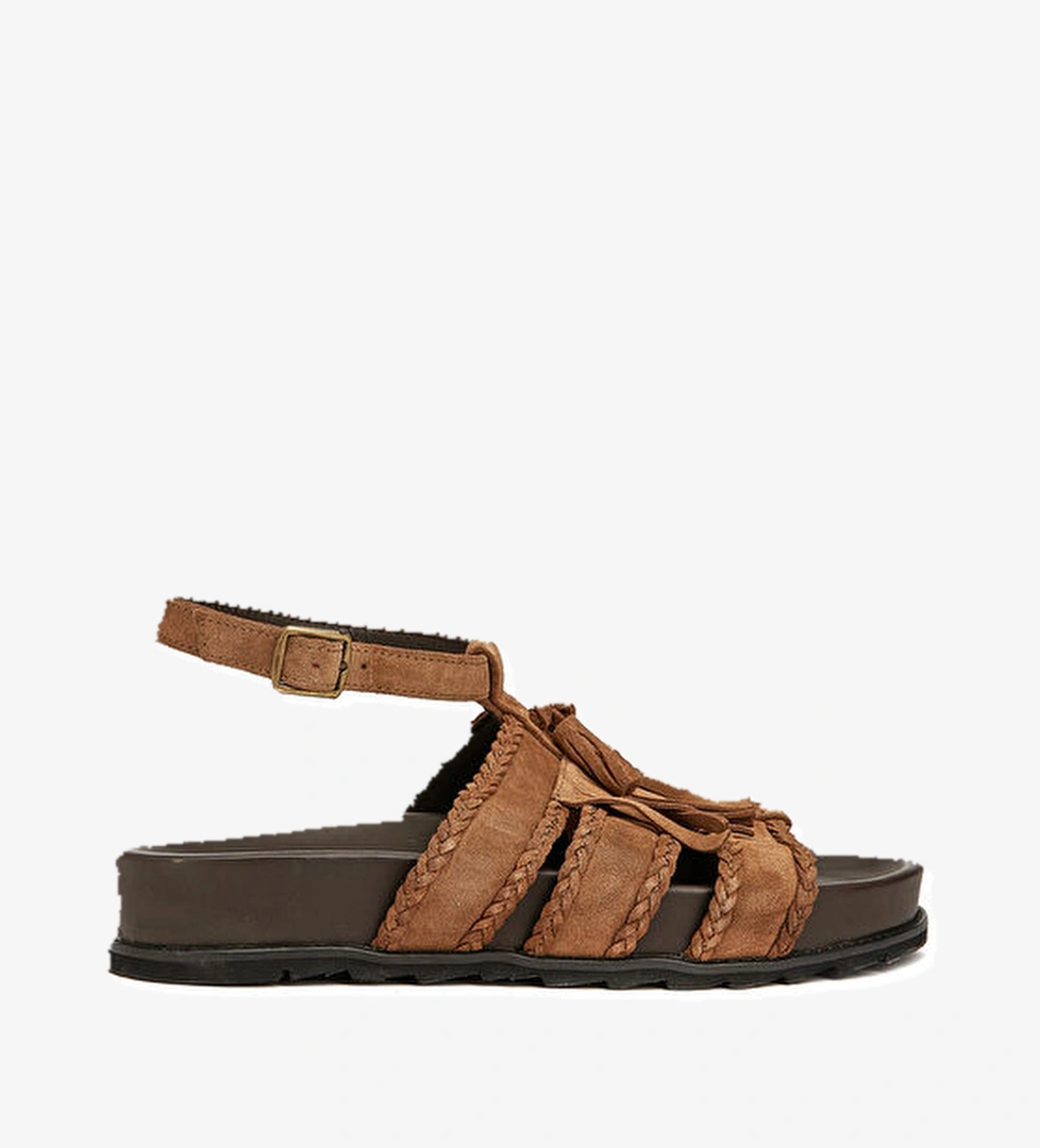 Beymen Club Vizon Püskül Detaylı Kadın Süet Sandalet model görseli