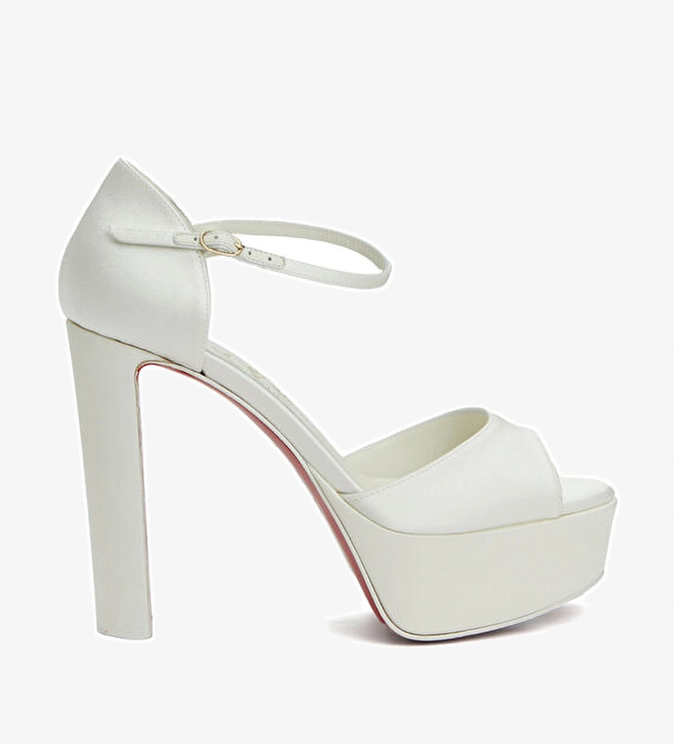 Kırık Beyaz Kadın İpek Sandalet - Görsel 1