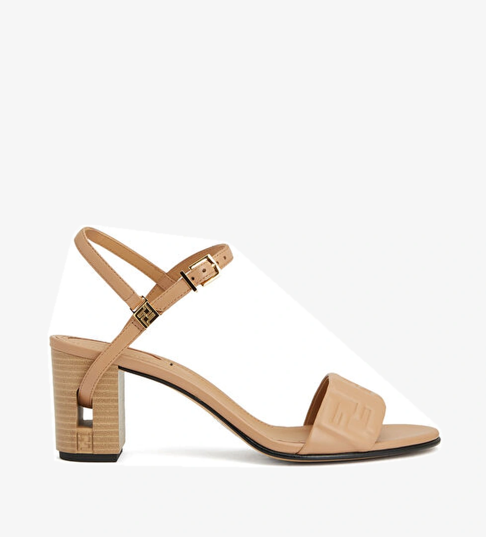 Bej Kadın Deri Sandalet - Görsel 1