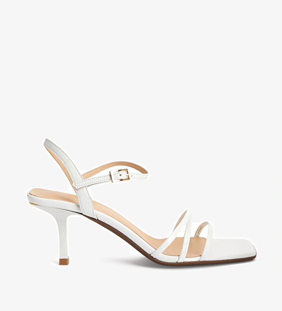 Ekru Kadın Deri Sandalet - Görsel 1