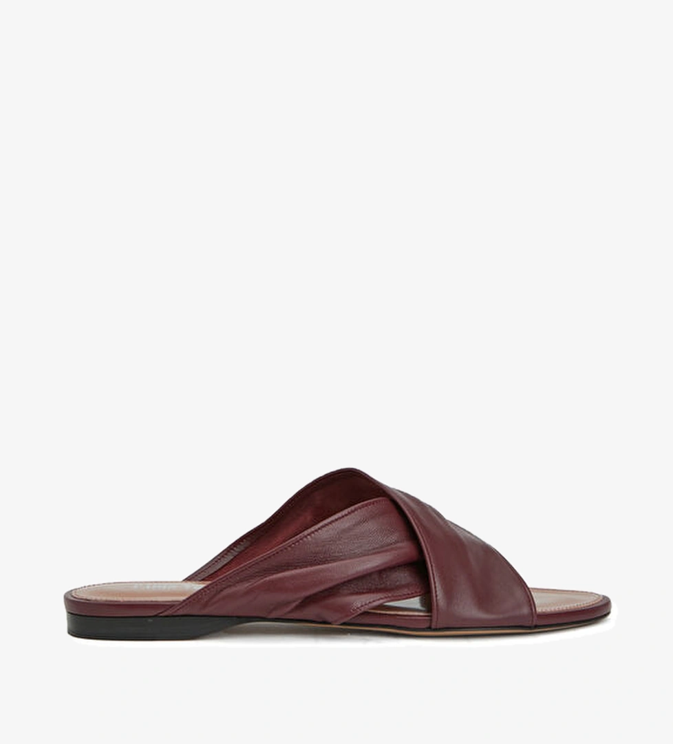 Paris Texas Bordo Kadın Deri Terlik model görseli