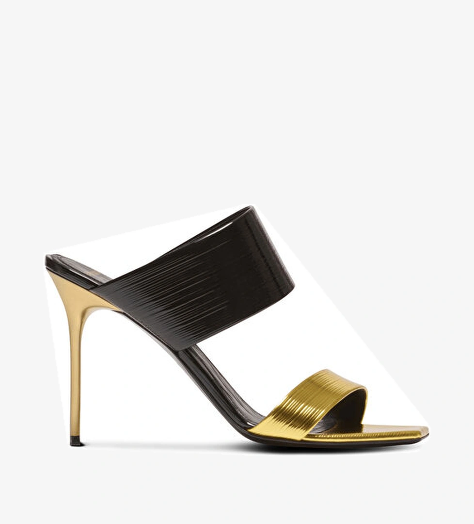 Balmain Siyah Gold Kadın Deri Terlik model görseli