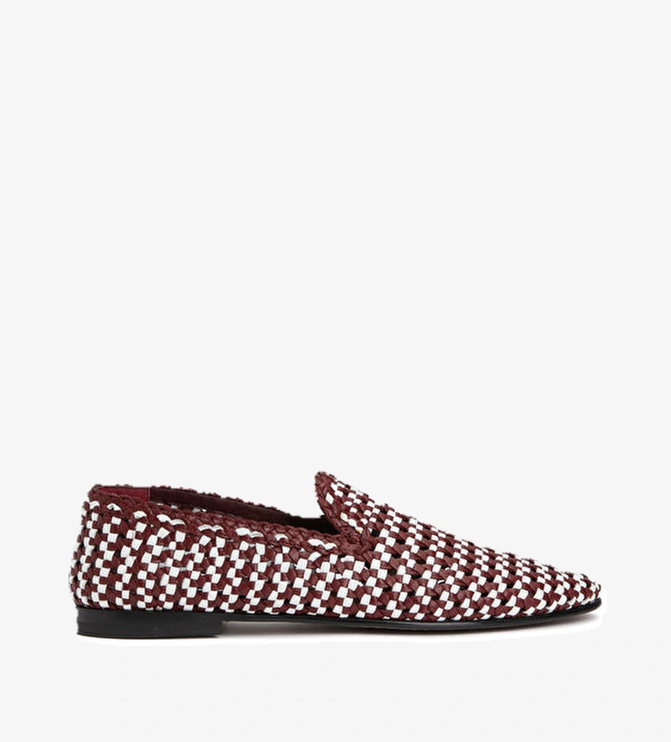 Dolce&gabbana Beyaz Bordo Erkek Deri Loafer model görseli