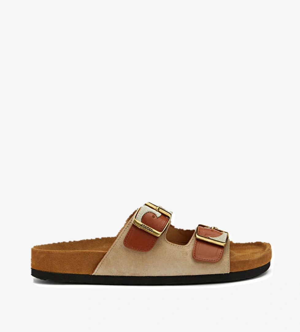 Etoile Bej Kahverengi Kadın Deri Terlik - Görsel 1