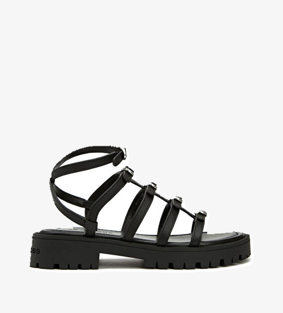 Siyah Kadın Deri Sandalet - Görsel 1