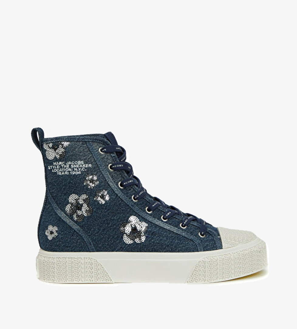 Marc Jacobs Lacivert Çiçek Patchli Kadın Denim Sneaker model görseli