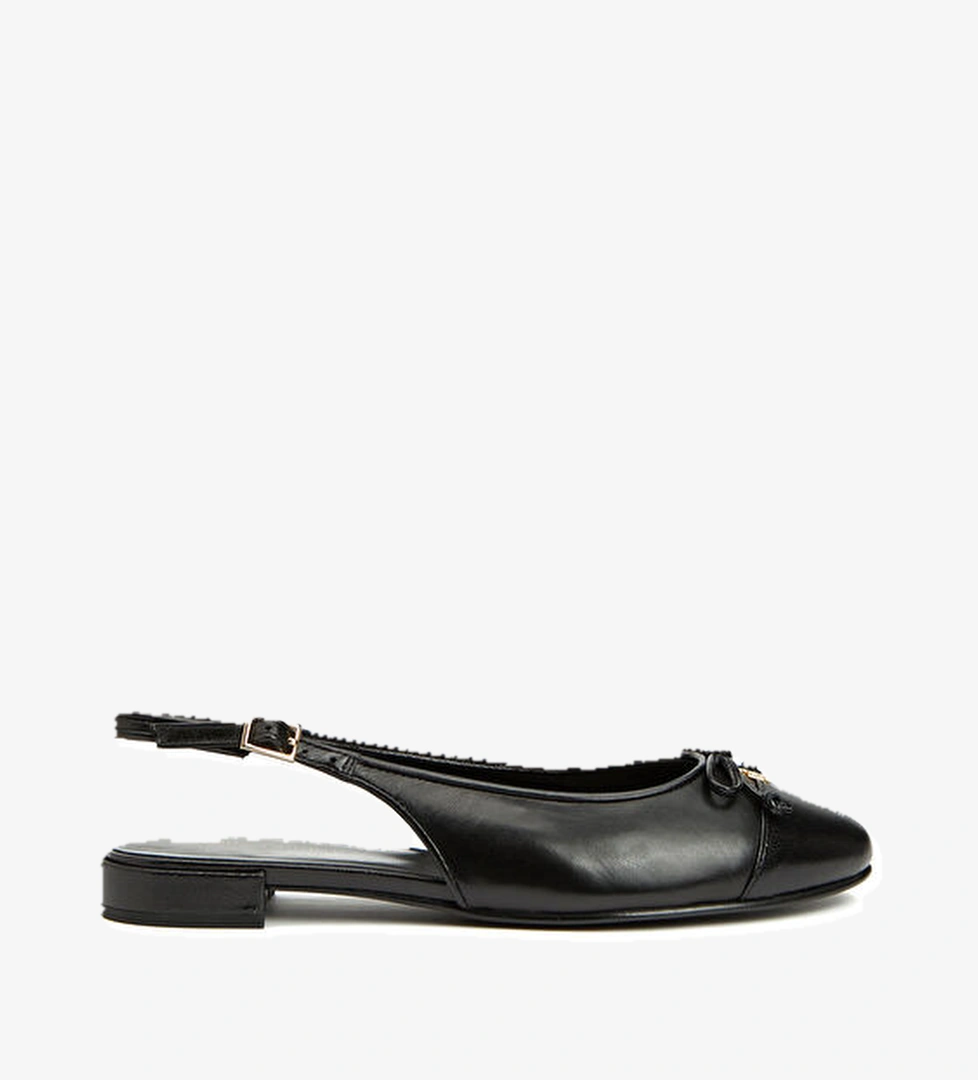 Siyah Kadın Deri Babet - Görsel 1