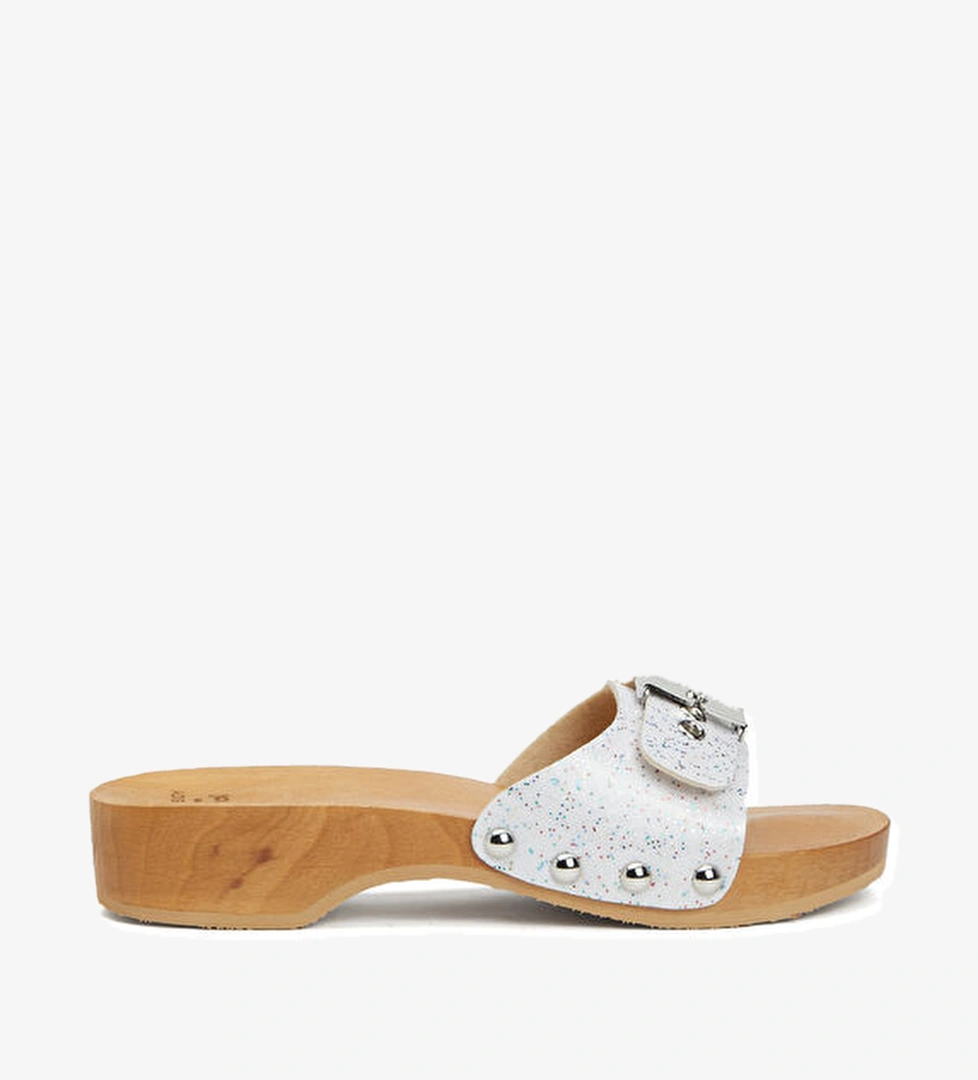 KJ Loves Beyaz Sim Dokulu Kadın Terlik - Görsel 1