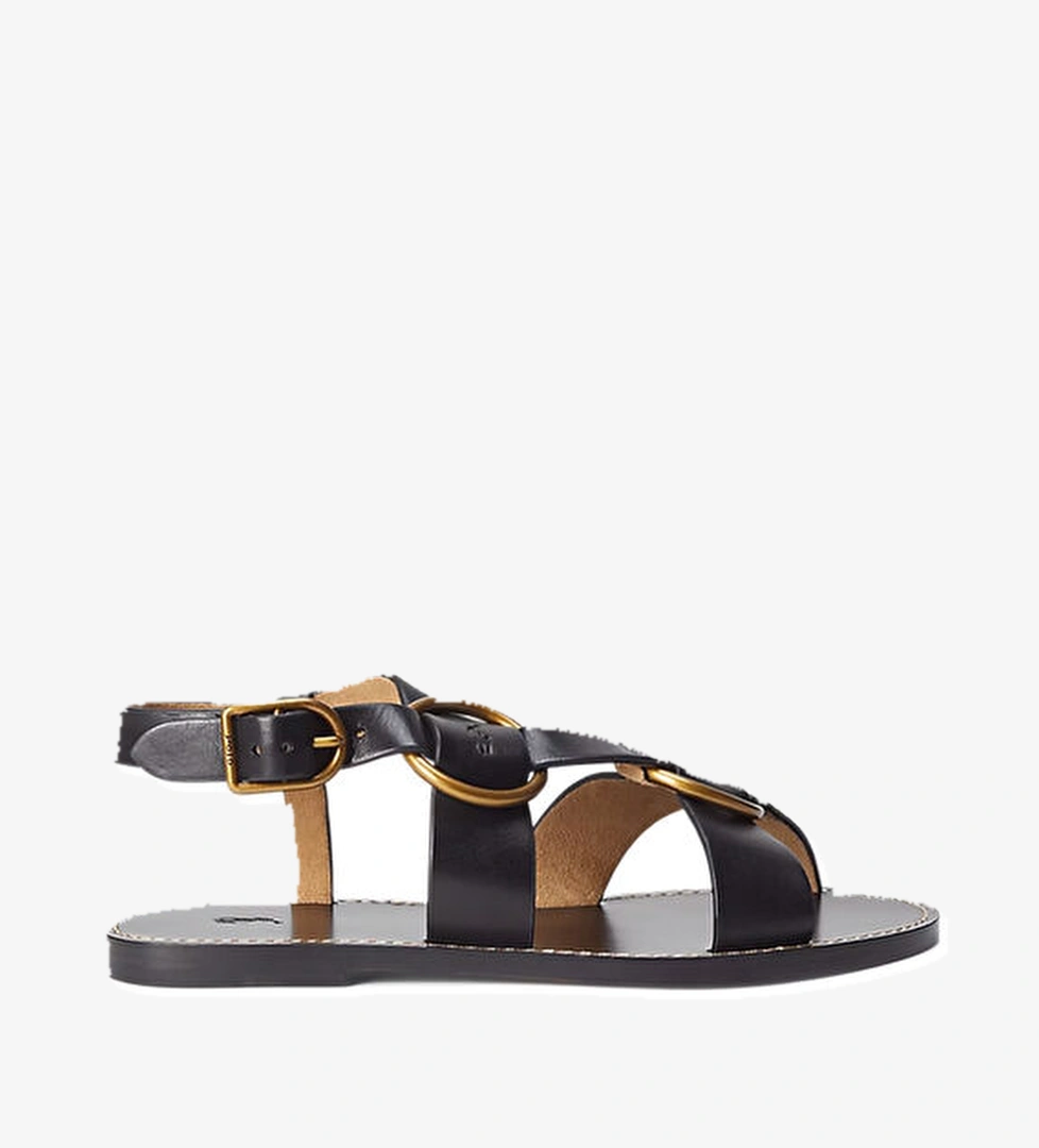 Polo Ralph Lauren Siyah Kadın Deri Sandalet model görseli