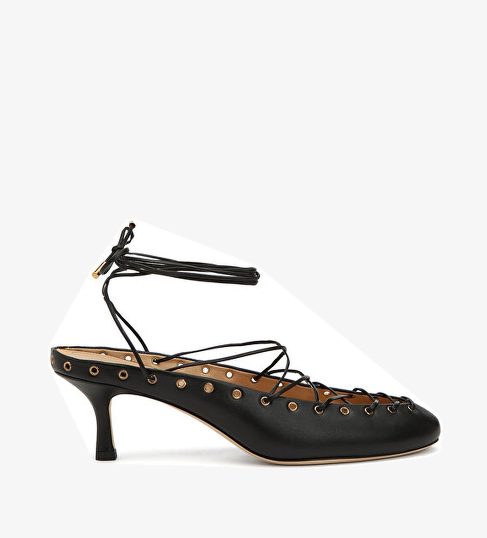 Chloe Siyah Deri Topuklu Ayakkabı model görseli