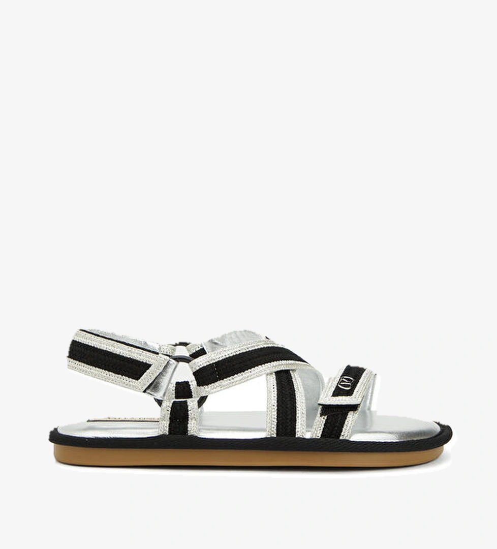 Valentino Garavani Siyah Silver Kadın Deri Sandalet model görseli