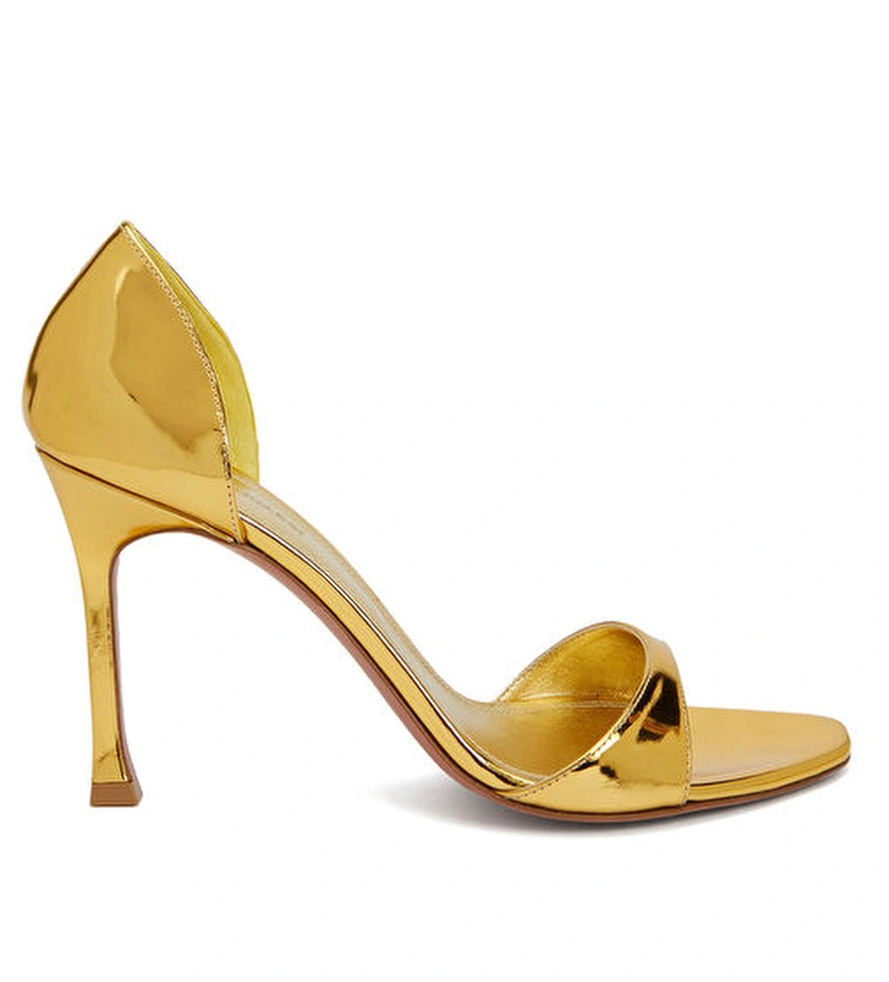Amina Muaddi Agnese D Orsay Gold Deri Topuklu Ayakkabı model görseli