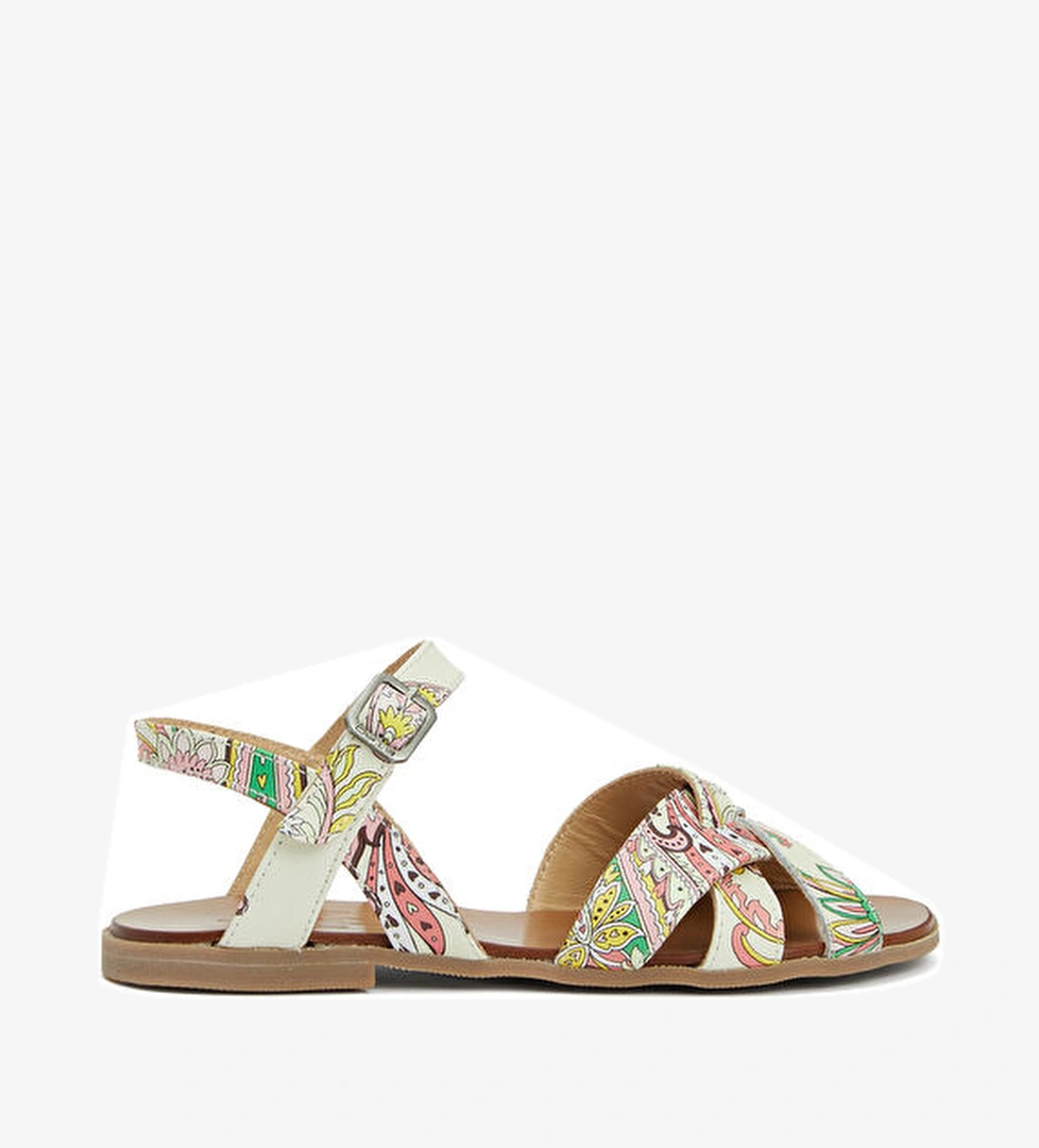 Etro Çok Renkli Desenli Kız Çocuk Deri Sandalet model görseli