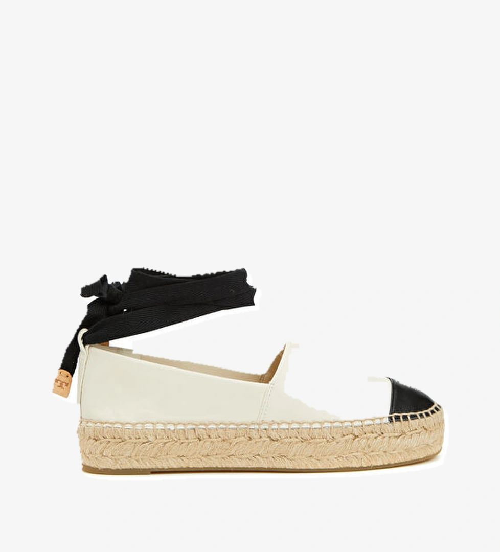 Tory Burch Ekru Siyah Kadın Deri Espadril model görseli
