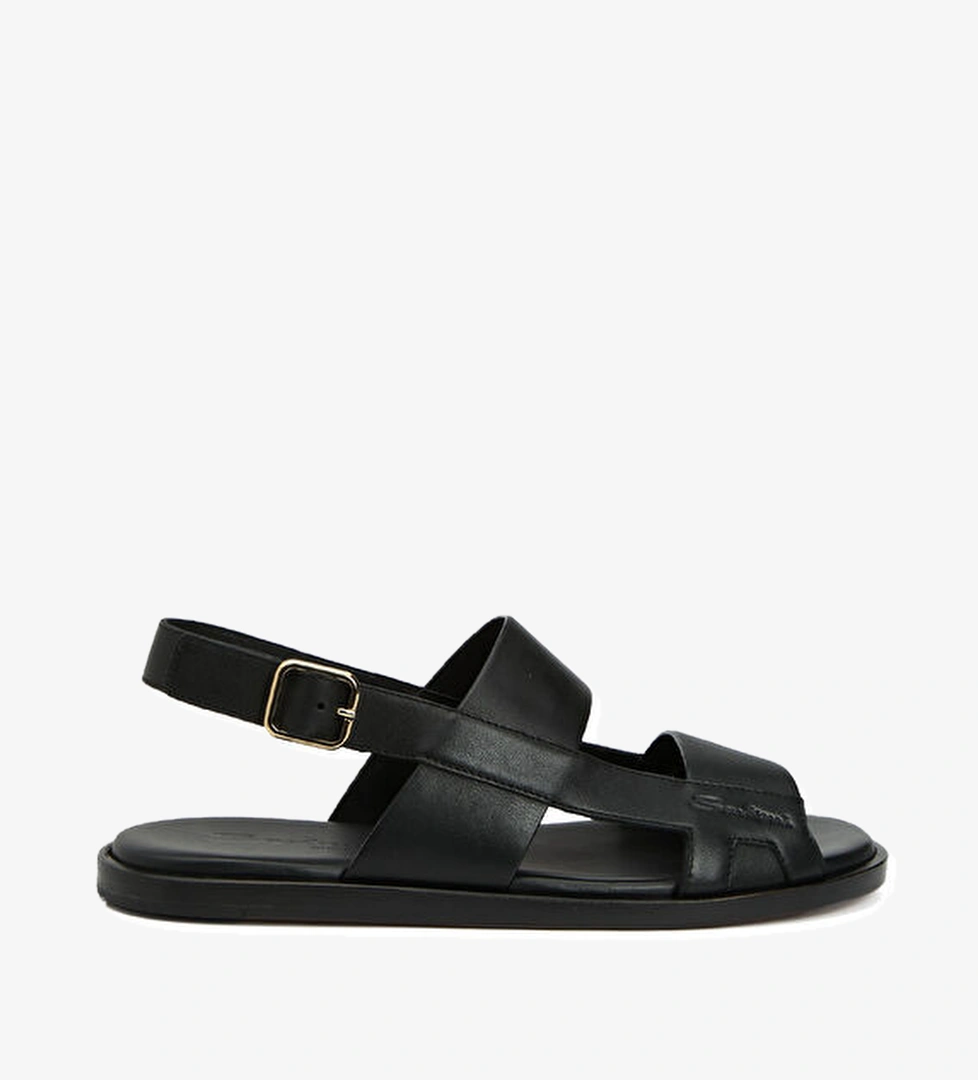 Santoni Elisio Siyah Erkek Deri Sandalet model görseli