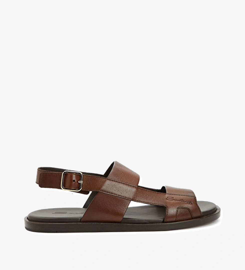Santoni Elisio Koyu kahverengi Erkek Deri Sandalet model görseli