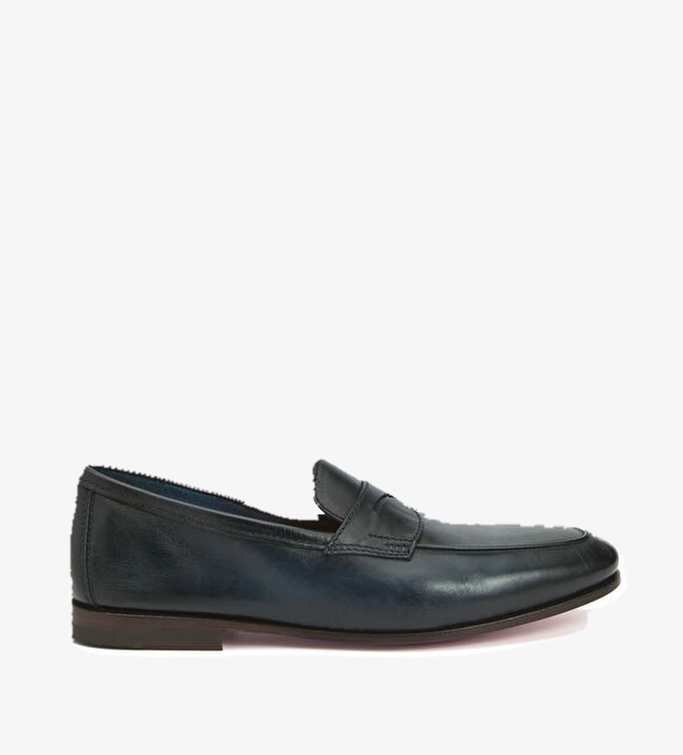 Santoni Mavi Erkek Deri Loafer model görseli