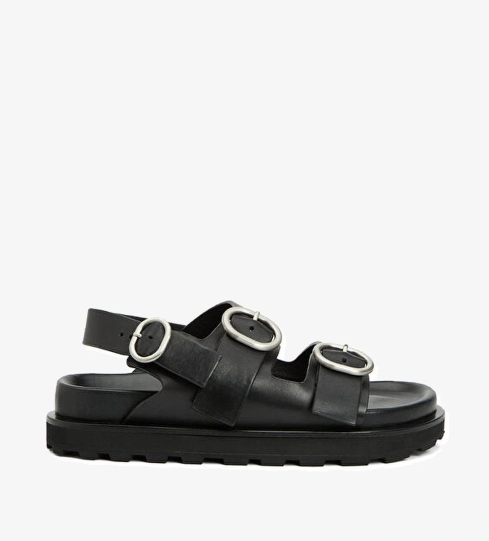 Jil Sander Siyah Kadın Deri Sandalet model görseli