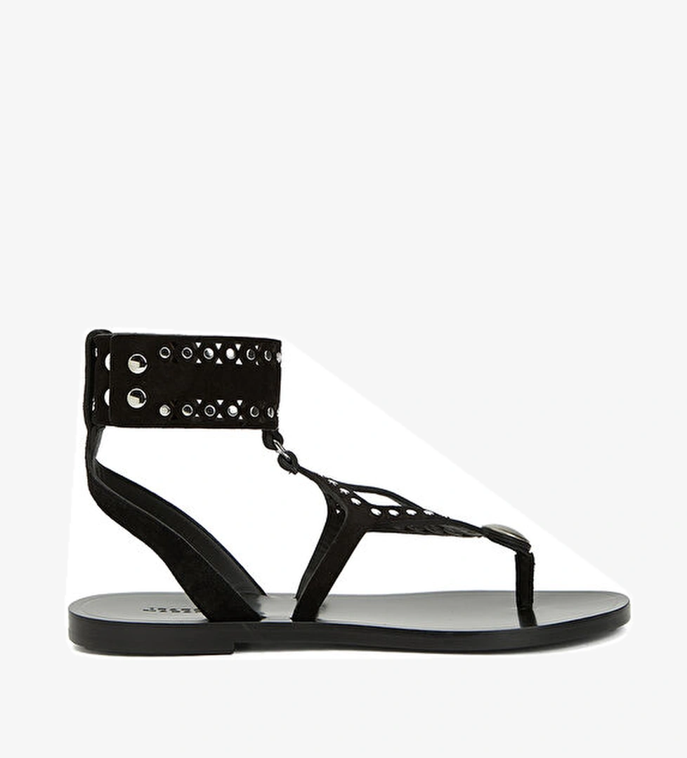 Edil Siyah Kadın Deri Sandalet - Görsel 1