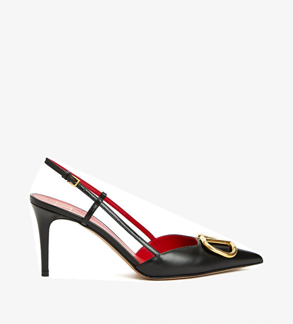 Valentino Garavani VLogo Siyah Deri Topuklu Ayakkabı model görseli