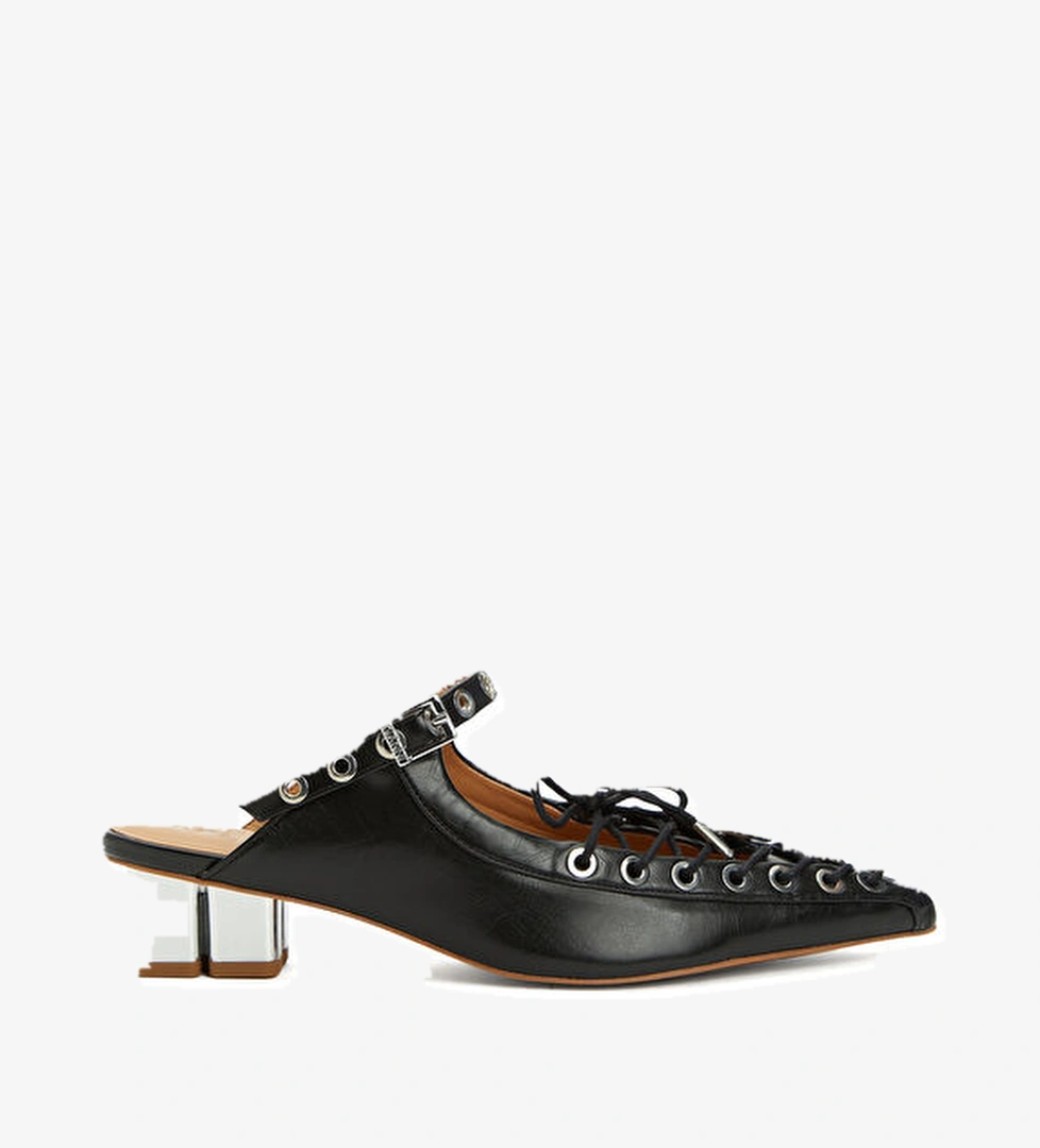 Ganni Eyelets Siyah Kadın Deri Terlik model görseli