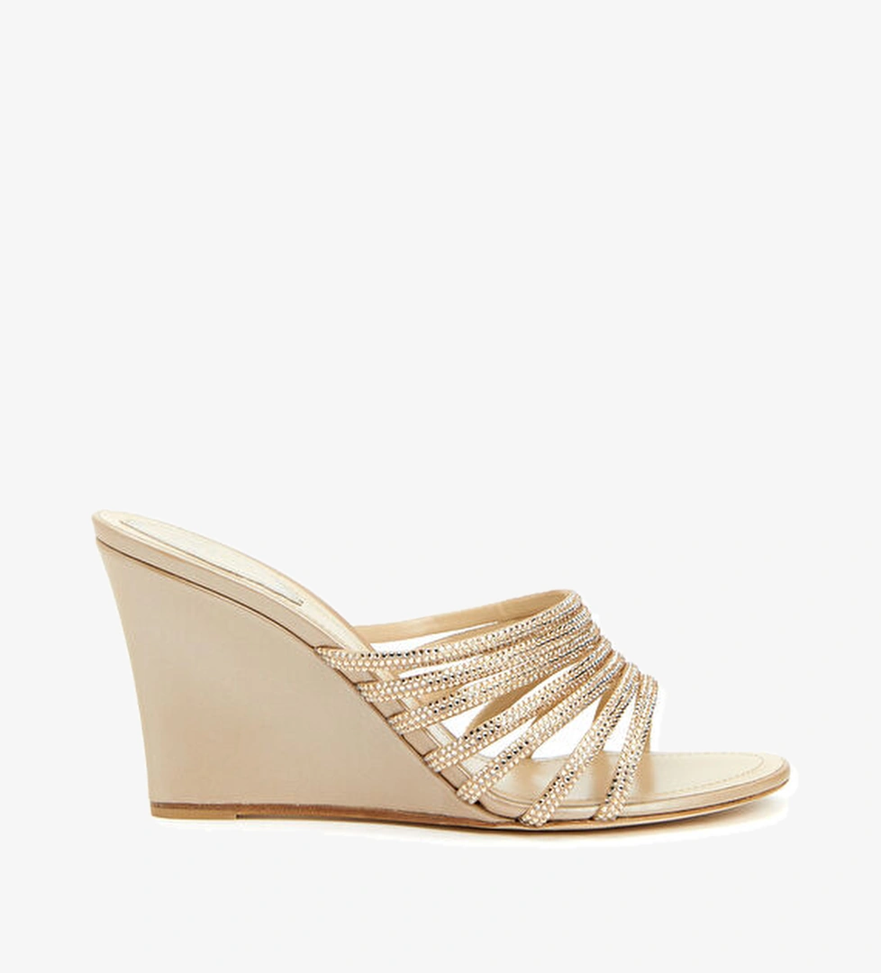 Rene Caovilla Bej Taşlı Topuklu Terlik model görseli