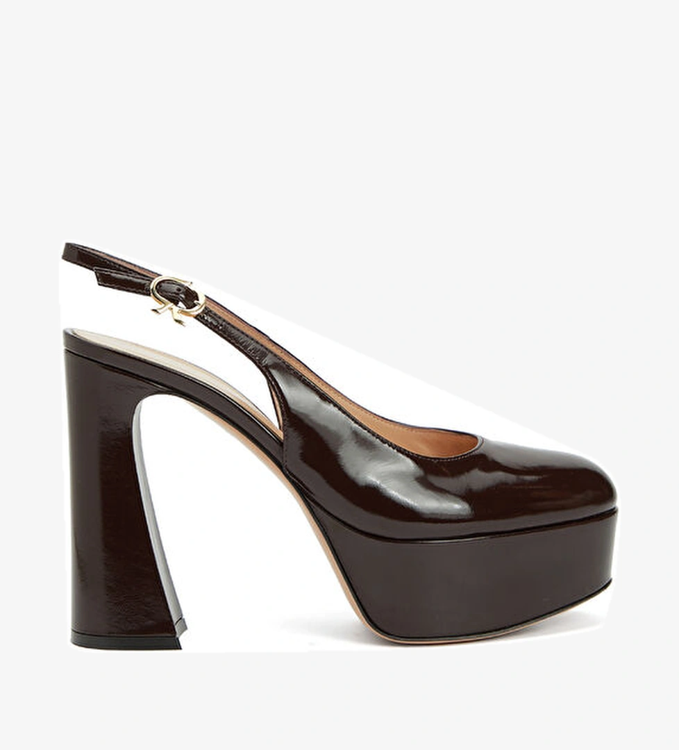 Gianvito Rossi Bordo Deri Topuklu Ayakkabı model görseli