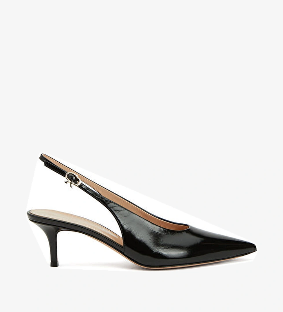 Gianvito Rossi Siyah Deri Topuklu Ayakkabı model görseli