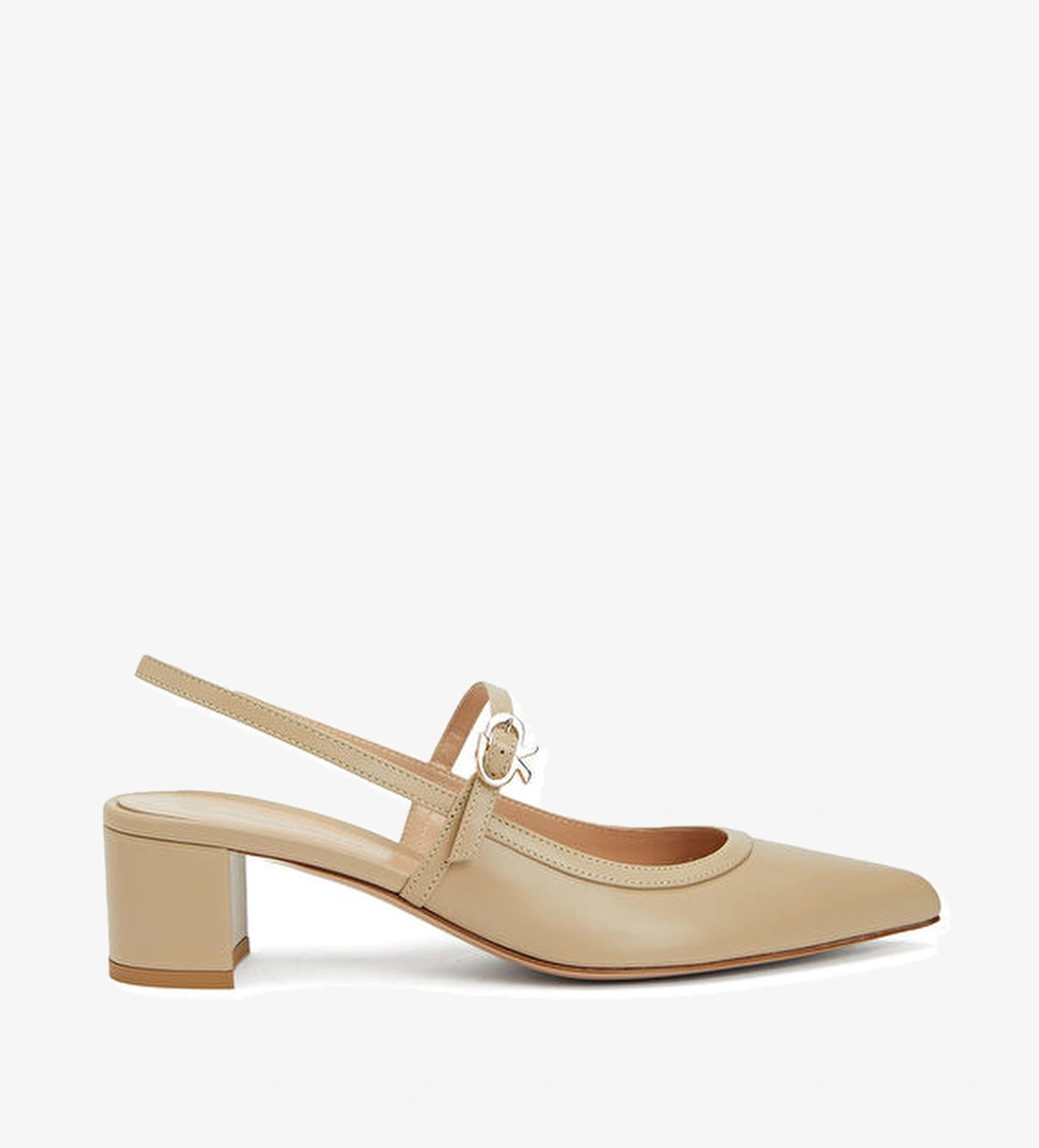 Kum Deri Topuklu Ayakkabı - Görsel 1