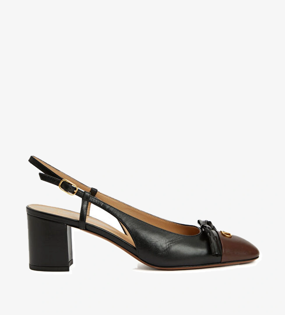 VLogo Siyah Kahve Deri Topuklu Ayakkabı - Görsel 1