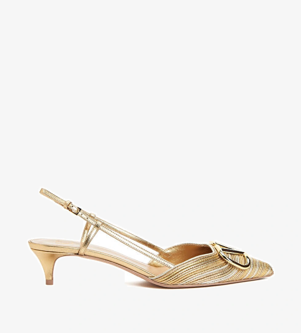 VLogo Silver Gold Topuklu Ayakkabı - Görsel 1