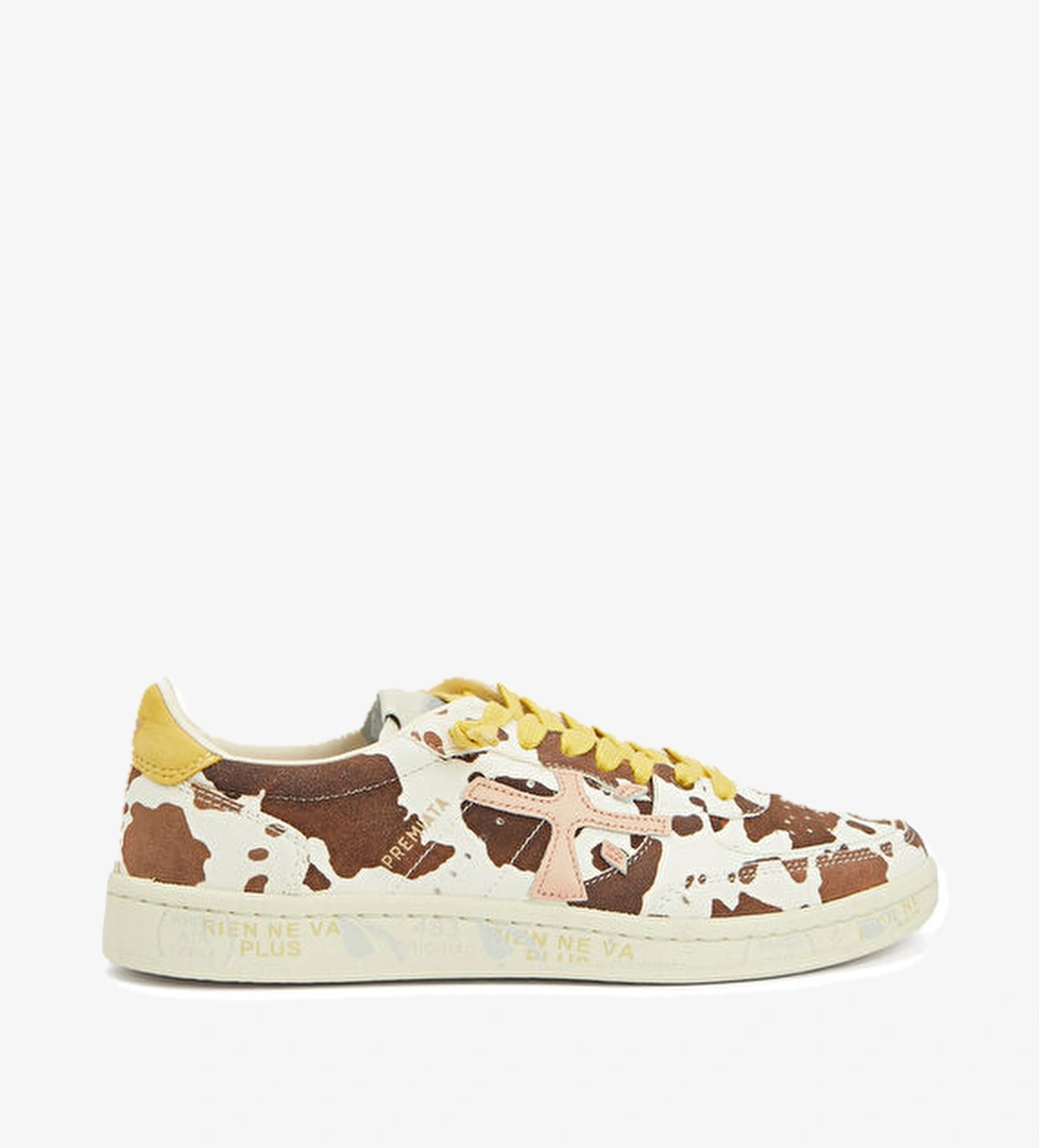 Desenli Kadın Deri Sneaker - Görsel 1