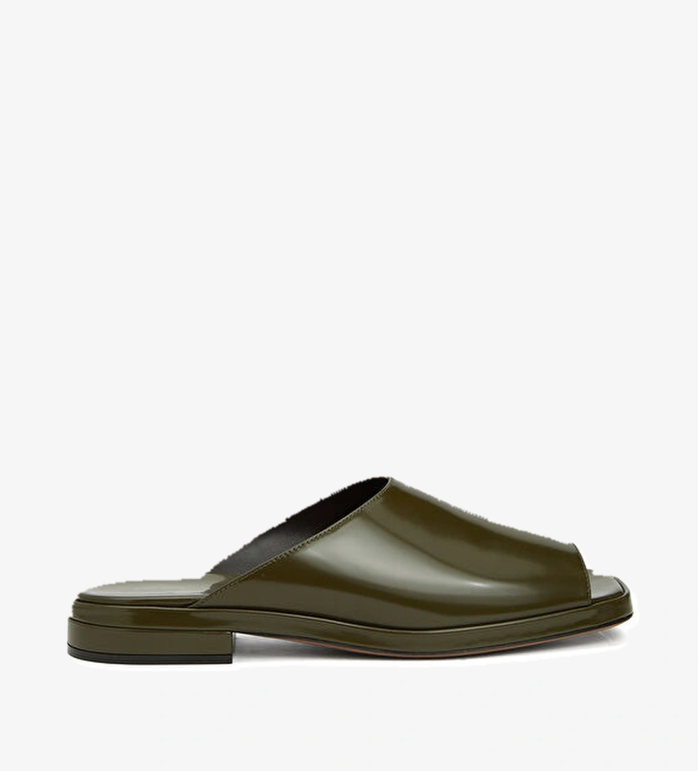 Haki Kadın Deri Terlik - Görsel 1