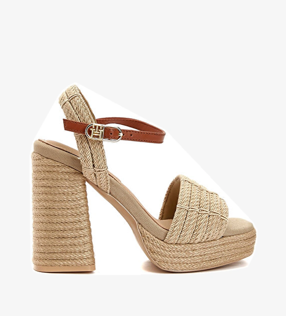 Bej Platformlu Topuklu Sandalet - Görsel 1