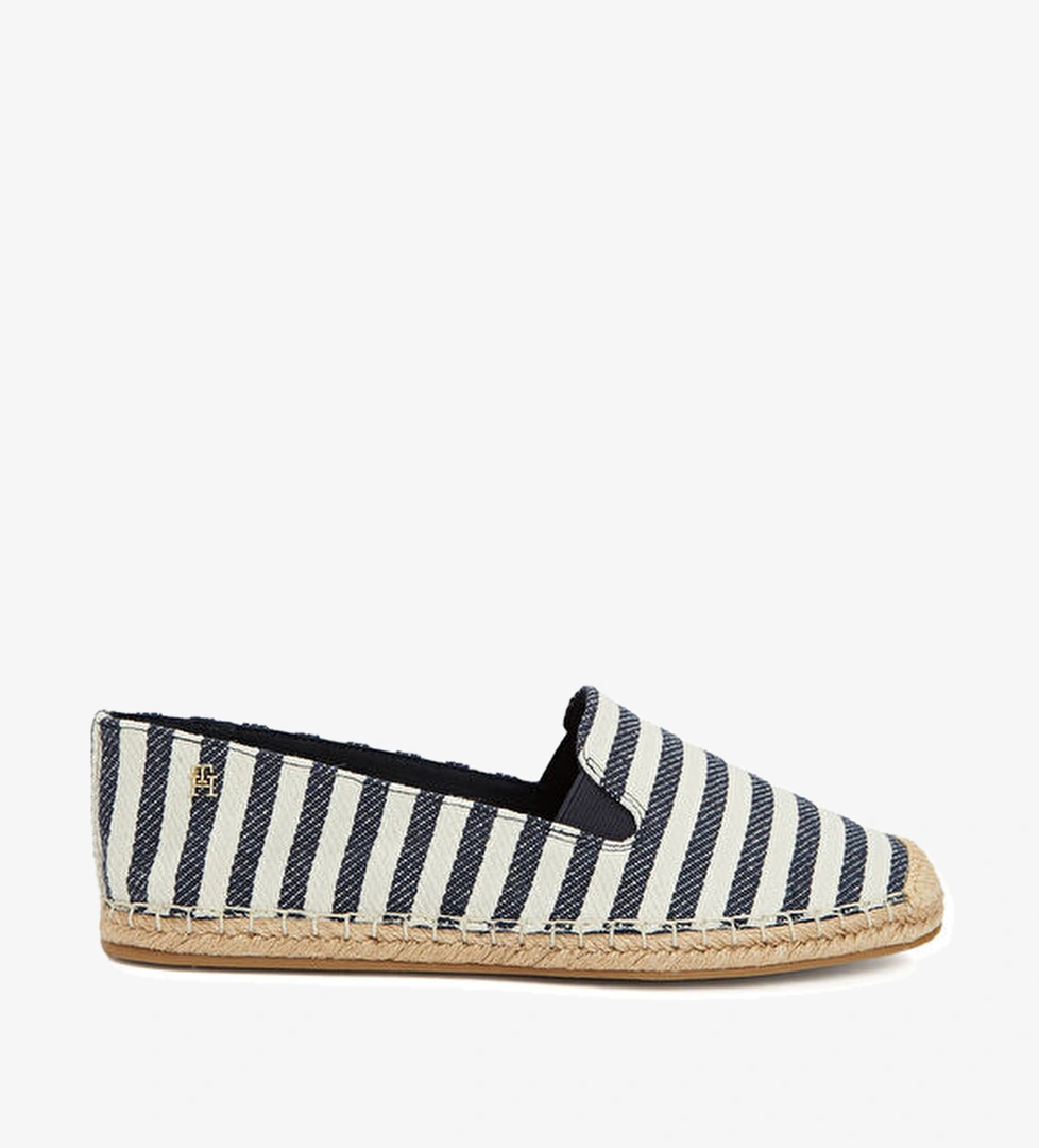 Lacivert Beyaz Çizgili Kadın Espadril - Görsel 1