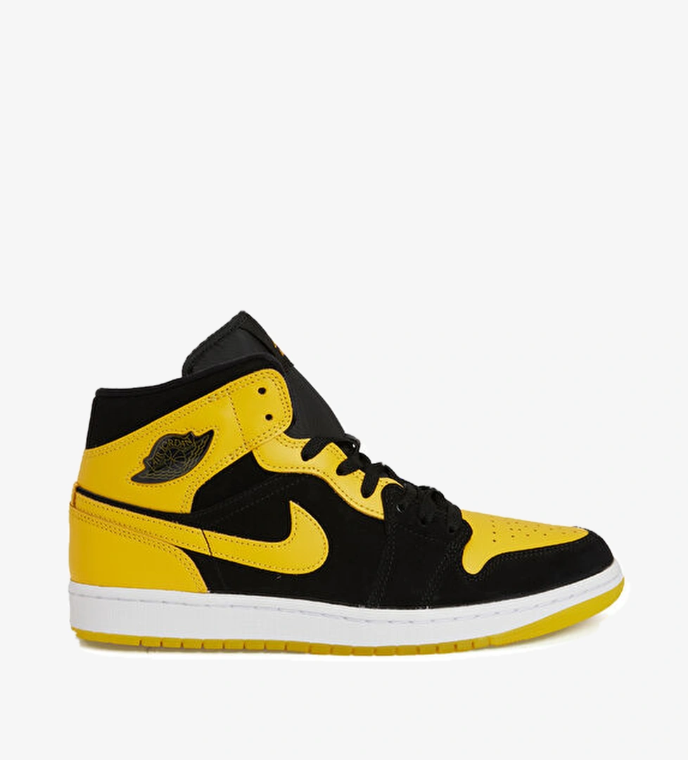 Air Jordan 1 Mid Siyah Gri Erkek Deri Sneaker - Görsel 1