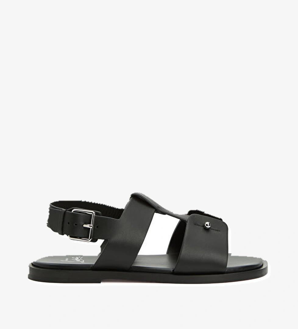 Chambeliss Siyah Erkek Deri Sandalet - Görsel 1