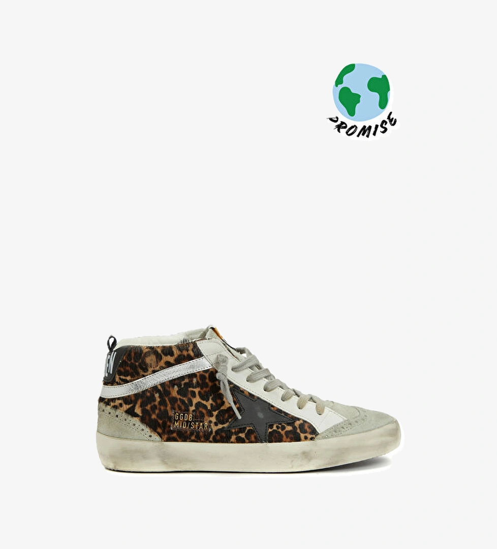 Golden Goose Mid Star Leopar Desenli Kadın Sneaker model görseli