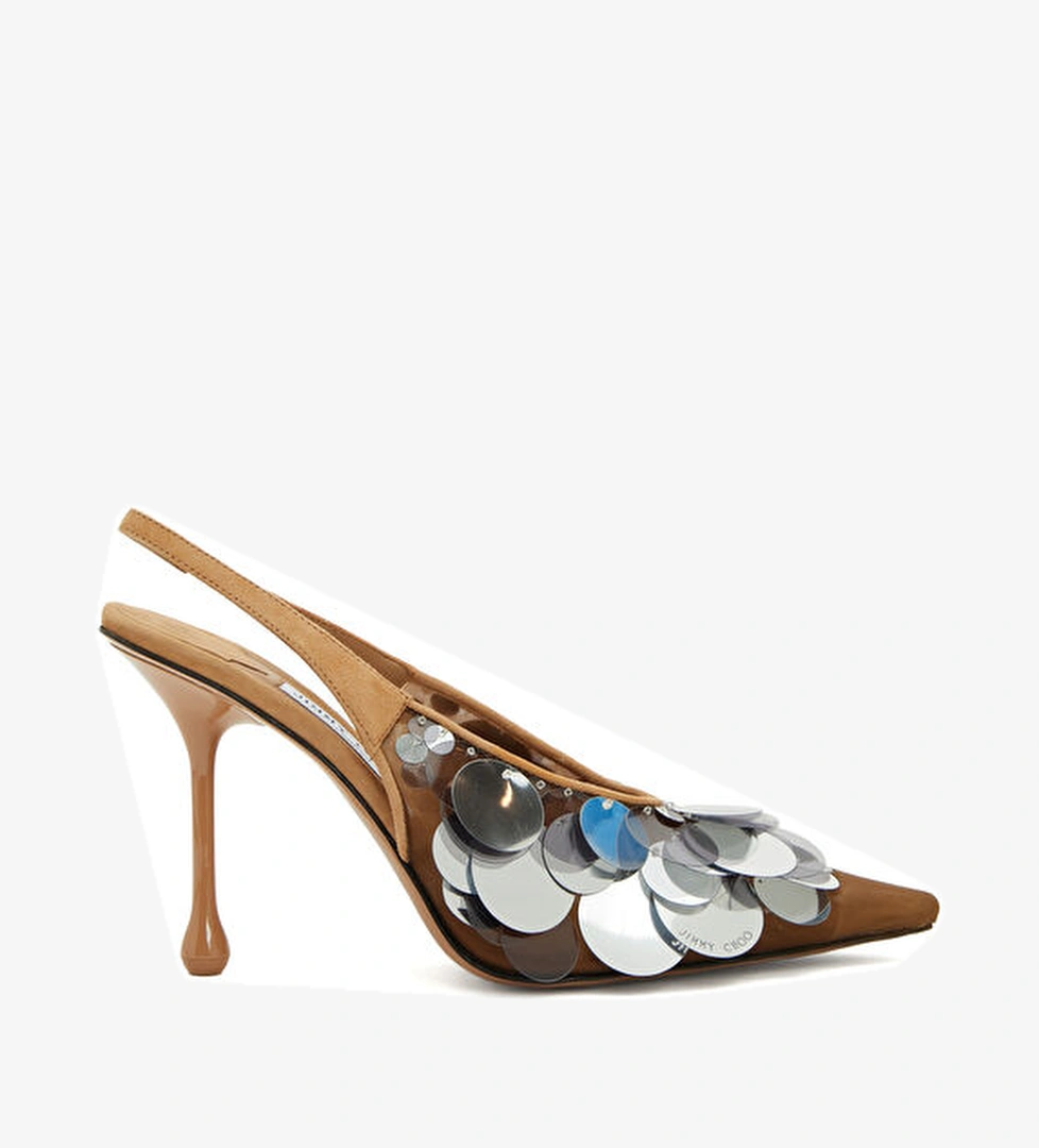 Jimmy Choo Silver Krem Deri Topuklu Ayakkabı model görseli