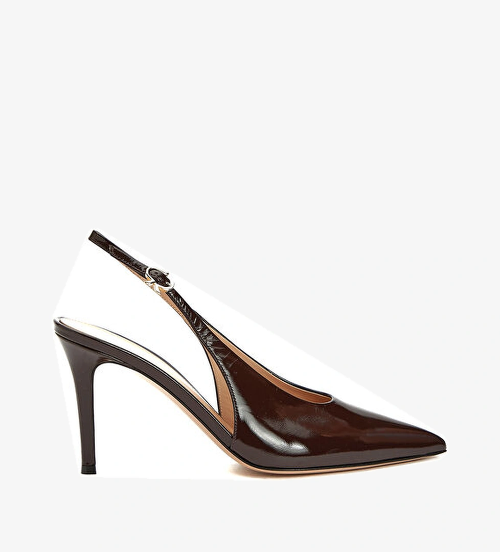 Gianvito Rossi Bordo Deri Topuklu Ayakkabı model görseli