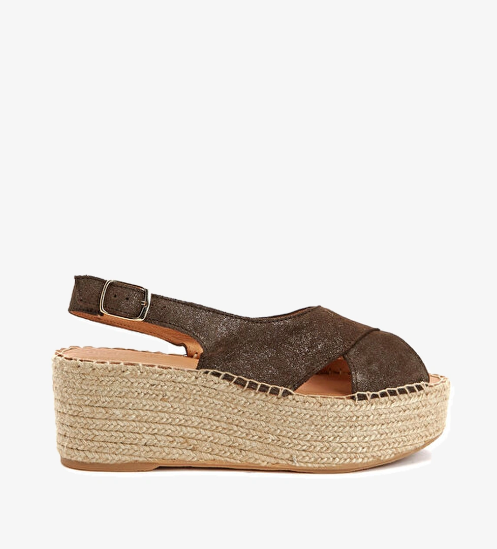 Divarese Kahverengi Kadın Deri Espadril model görseli