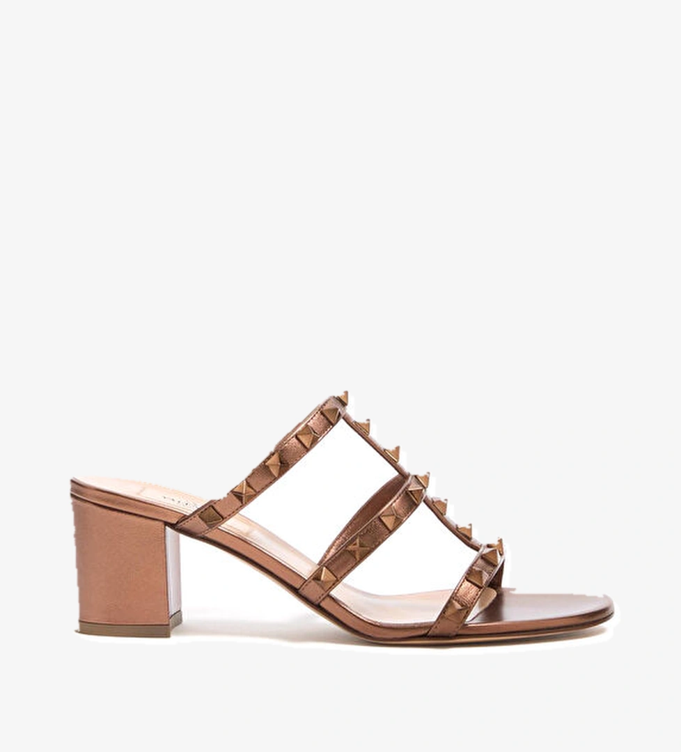 Valentino Garavani Rockstud Bronz Kadın Deri Terlik model görseli