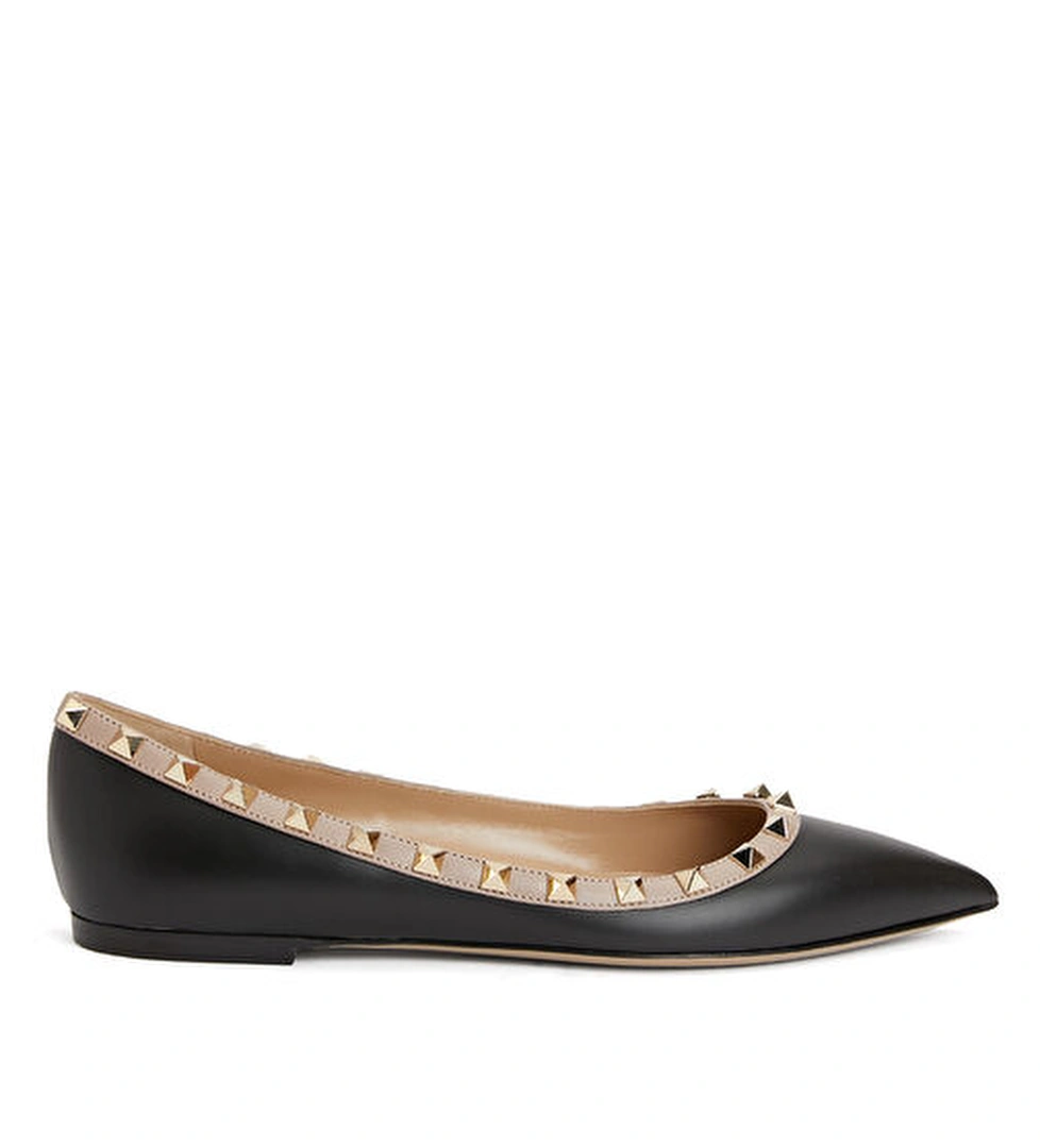 Valentino Garavani Rockstud Siyah Deri Babet model görseli